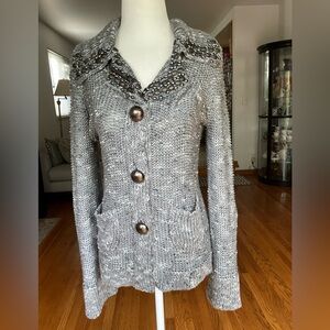 BCBG MAXAZRIA Gray Knit Women's Jacket